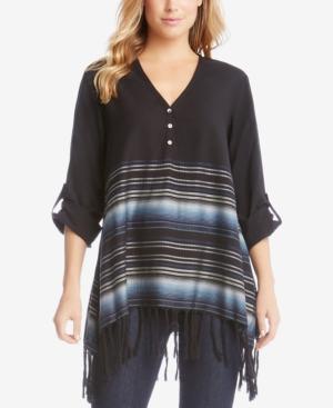 Karen Kane Colorblocked Fringe Top
