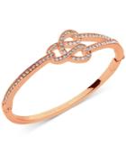 Anne Klein Rose Gold-tone Pave Weave Bangle Bracelet