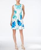Calvin Klein Sleeveless Printed Fit & Flare Dress