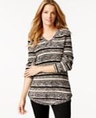 Style & Co. Striped V-neck Sweater, Only At Macy's