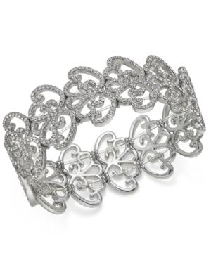 I.n.c. Silver-tone Pave Openwork Stretch Bracelet, Created For Macy's