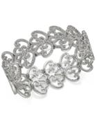 I.n.c. Silver-tone Pave Openwork Stretch Bracelet, Created For Macy's