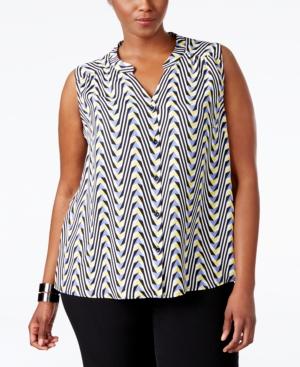 Nine West Plus Size Geo-print Sleeveless Blouse