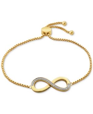 Diamond Accent Infinity Slider Bracelet In 18k Gold Over Silver-plated Bronze