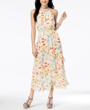Speechless Juniors' Printed Ruffled Maxi Dress