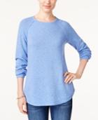 Karen Scott Cotton Curved-hem Sweater, Created For Macy's