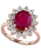 Rosa By Effy Ruby (2-7/8 Ct. T.w.) And Diamond (1 Ct. T.w.) Blossom Ring In 14k Rose Gold