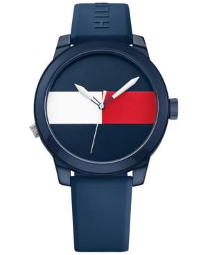 Tommy Hilfiger Men's Cool Sport Navy Silicone Strap Watch 42mm 1791322, Created For Macy's