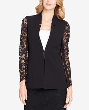 Tahari Asl Star-neck Lace-sleeve Jacket