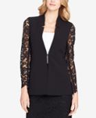 Tahari Asl Star-neck Lace-sleeve Jacket