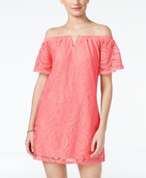 Bcx Juniors' Off-the-shoulder Lace Shift Dress