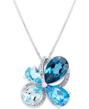 Blue Topaz (14-1/2 Ct. T.w.) And Diamond (1/3 Ct. T.w.) Pendant Necklace In 14k White Gold