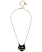 Betsey Johnson Two-tone Black Cat Pave Pendant Necklace