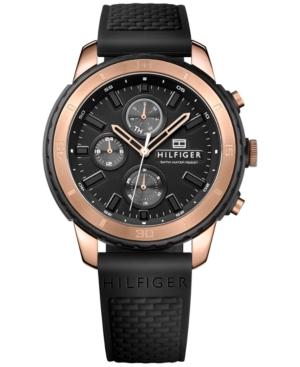 Tommy Hilfiger Men's Flynn Black Silicone Strap Watch 47mm 1791195