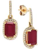 Certified Ruby (2-1/3 Ct. T.w.) And Diamond (1/5 Ct. T.w.) Drop Earrings In 14k Gold