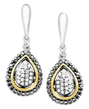 Diamond Earrings, 14k Gold And Sterling Silver Diamond Teardrop Earrings (1/8 Ct. T.w.)
