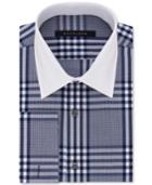Sean John Men's Classic/regular Fit Slate Blue Check Dress Shirt