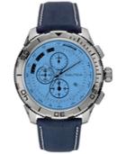 Nautica Men's Chronograph Navy Leather Strap Watch 48mm Nad19519g