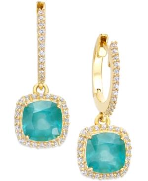 Emerald (1-1/2 Ct. T.w.) And Diamond (1/4 Ct. T.w.) Hoop Earrings