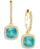 Emerald (1-1/2 Ct. T.w.) And Diamond (1/4 Ct. T.w.) Hoop Earrings