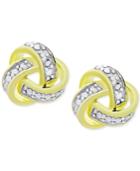 Diamond Accent Love Knot Stud Earrings In 18k Gold-plated Sterling Silver