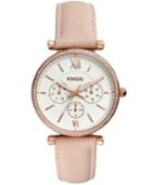 Fossil Women's Carlie Blush Leather Strap Watch 38mm