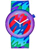 Swatch Unisex Swiss Pop Multicolor Silicone Strap Watch 41mm Pnp101