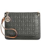 Tommy Hilfiger Lucky Charm Debossed Leather Wristlet