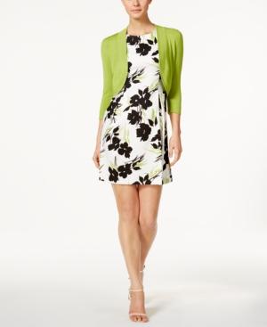 Jessica Howard Petite Printed Fit & Flare Dress And Shrug