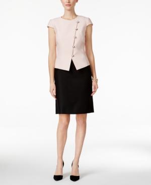 Tahari Asl Pique Asymmetrical Skirt Suit