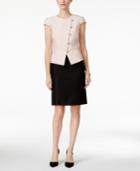 Tahari Asl Pique Asymmetrical Skirt Suit