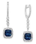 Blue Topaz (3-1/5 Ct. T.w.) And Diamond (3/4 Ct. T.w.) Drop Earrings In 14k White Gold