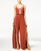 American Rag Embroidered Slit-leg Jumpsuit, Created For Macy's