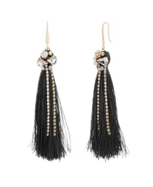 Catherine Malandrino Women's White Toned Jewels Black Tassel Yellow Gold-tone Hook Earrings
