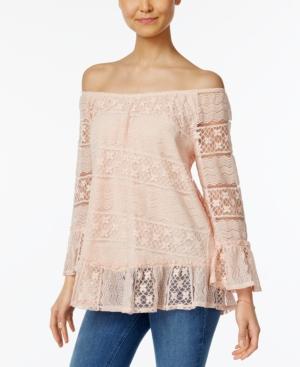 Style & Co Off-the-shoulder Lace Top, Created For Macy's