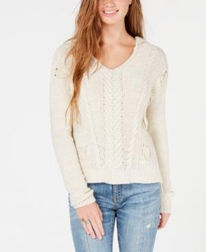 American Rag Juniors' Mixed-stitch Knit Hoodie Sweater, Created For Macy's