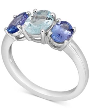 Aquamarine (1 Ct. T.w.) & Tanzanite (1-1/2 Ct. T.w.) Ring In 10k White Gold