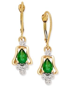 Emerald (3/4 Ct. T.w.) And Diamond Accent Drop Earrings In 14k Gold