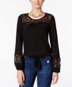 American Rag Crocheted Tie-front Peasant Top, Only At Macy's