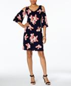 Connected Floral-print Cold-shoulder Dress