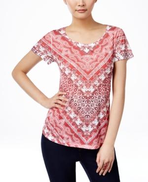 Style & Co. Printed Studded T-shirt, Only At Macy's