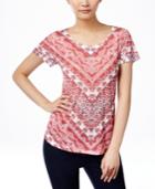 Style & Co. Printed Studded T-shirt, Only At Macy's