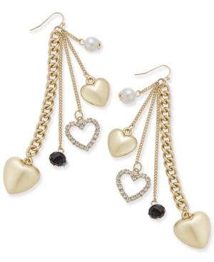 Thalia Sodi Gold-tone Imitation Pearl Heart Linear Earrings, Only At Macy's