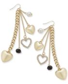 Thalia Sodi Gold-tone Imitation Pearl Heart Linear Earrings, Only At Macy's