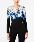 Calvin Klein Ruched Floral-print Top