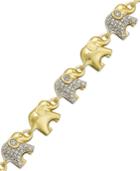 Sterling Silver-plated Or 18k Gold Over Sterling Silver-plated Diamond Accent Linked Elephant Charm Bracelet