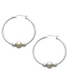 Giani Bernini Sterling Silver And 24k Gold Over Sterling Silver Earrings, Beaded Hoop Earrings