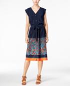 Tommy Hilfiger Cap-sleeve Border Shirtdress, Only At Macy's