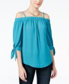 Bcx Juniors' Cold-shoulder Tie-cuff Top