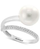 Pearl Lace By Effy Cultured Freshwater Pearl (10mm) And Diamond (1/8 Ct. T.w.) Ring In 14k White Gold
